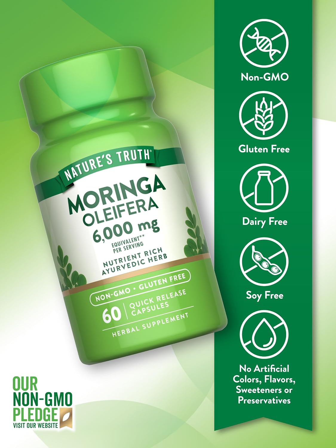 Nature's Truth Moringa Oleifera Capsules - Non-GMO, Gluten-free - görsel 3