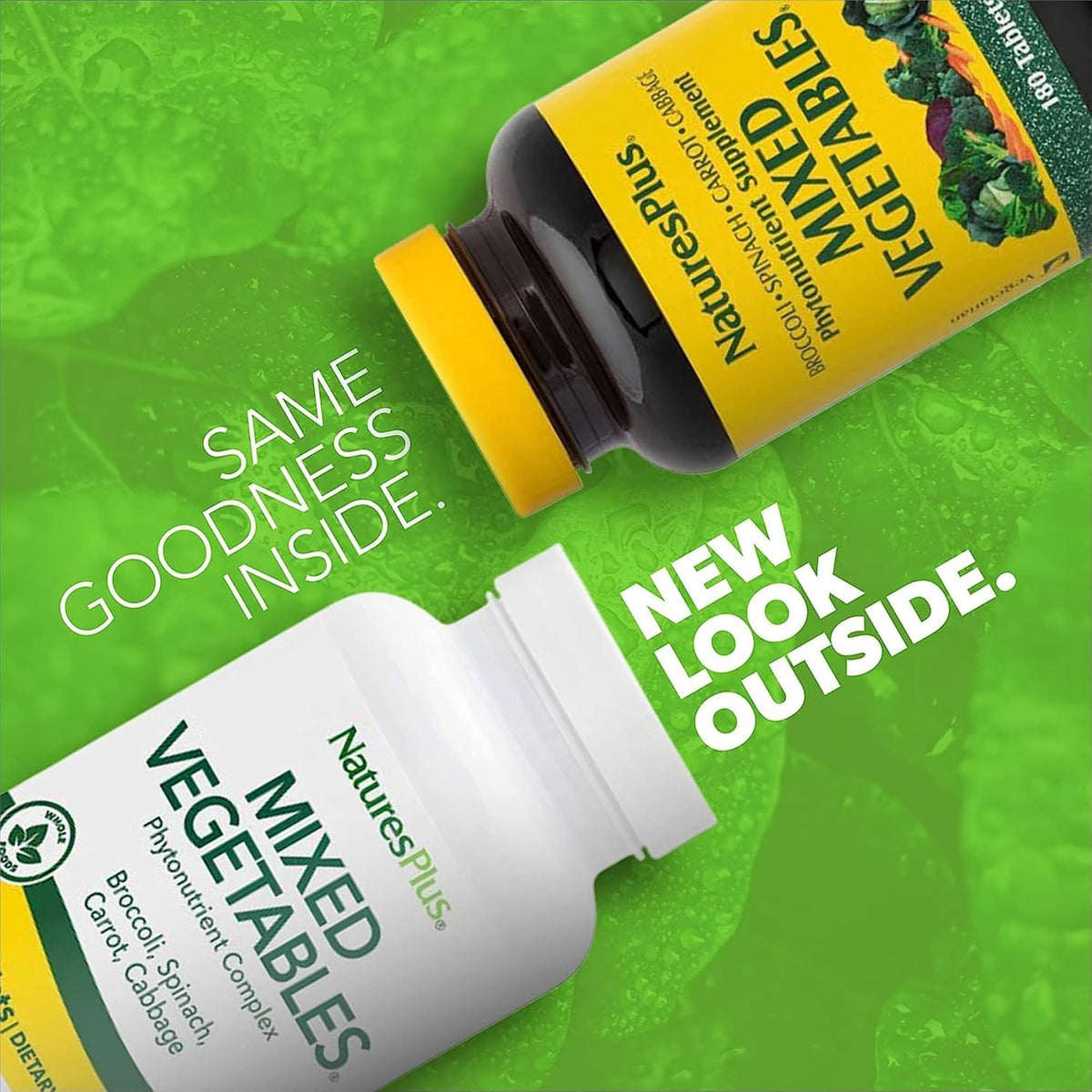 NaturesPlus Mixed Vegetables - 180 Tablets, Pack of 2 - Broccoli, Spinach, Carrot & Cabbage - görsel 2