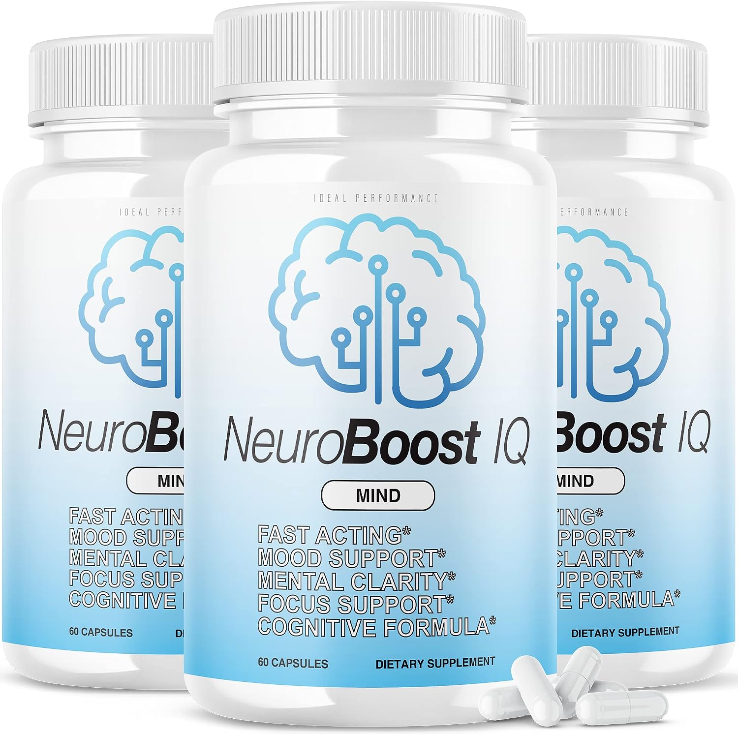 IDEAL PERFORMANCE Neuro Boost IQ Brain Supplement - 3 Pack (180 Capsules) - görsel 1