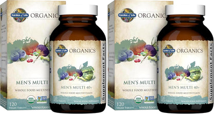 Garden of Life Organics Men's 40+ Whole Food Multivitamin – Organic with Men's Health Support & B12 – 120 Vegan Tablets