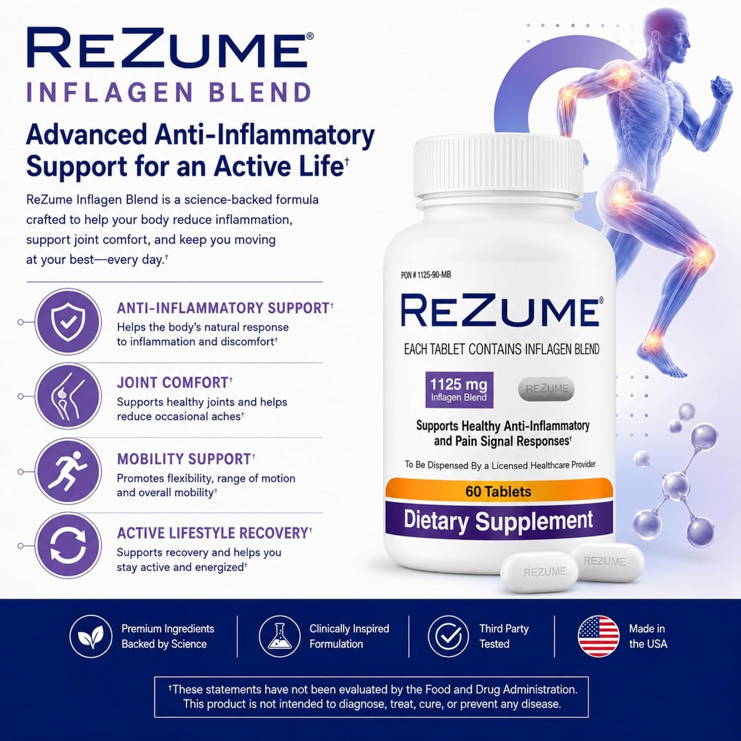 CryoDerm REZUME Tablets - Full Spectrum Inflagan Blend Formula (60 Tablets) - görsel 8