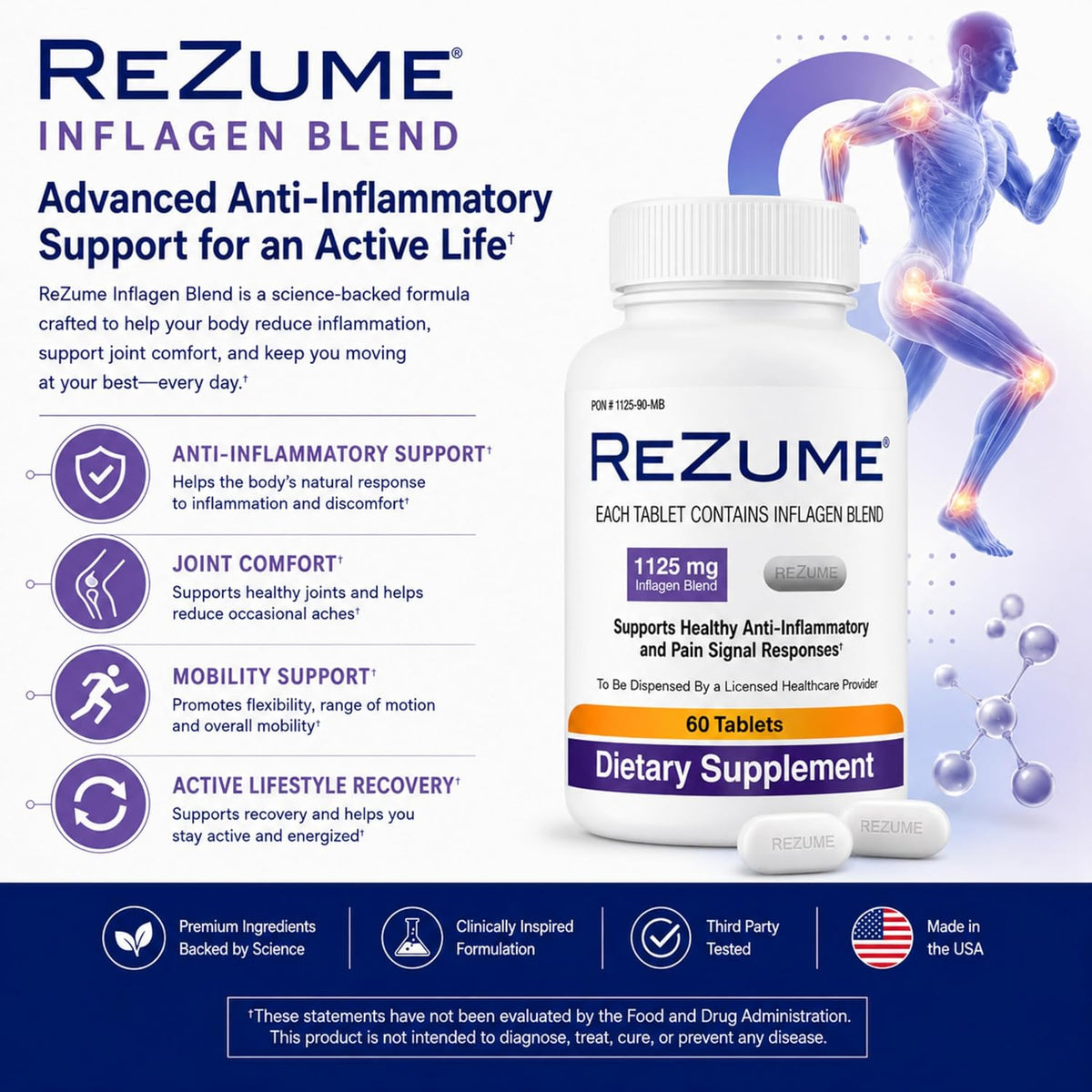 CryoDerm REZUME Tablets - Full Spectrum Inflagan Blend Formula (60 Tablets) - görsel 8