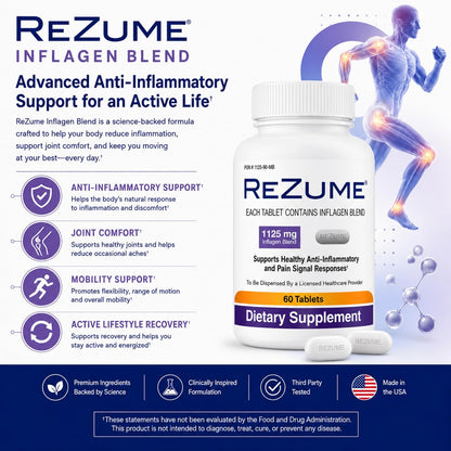 CryoDerm REZUME Tablets - Full Spectrum Inflagan Blend Formula (60 Tablets)