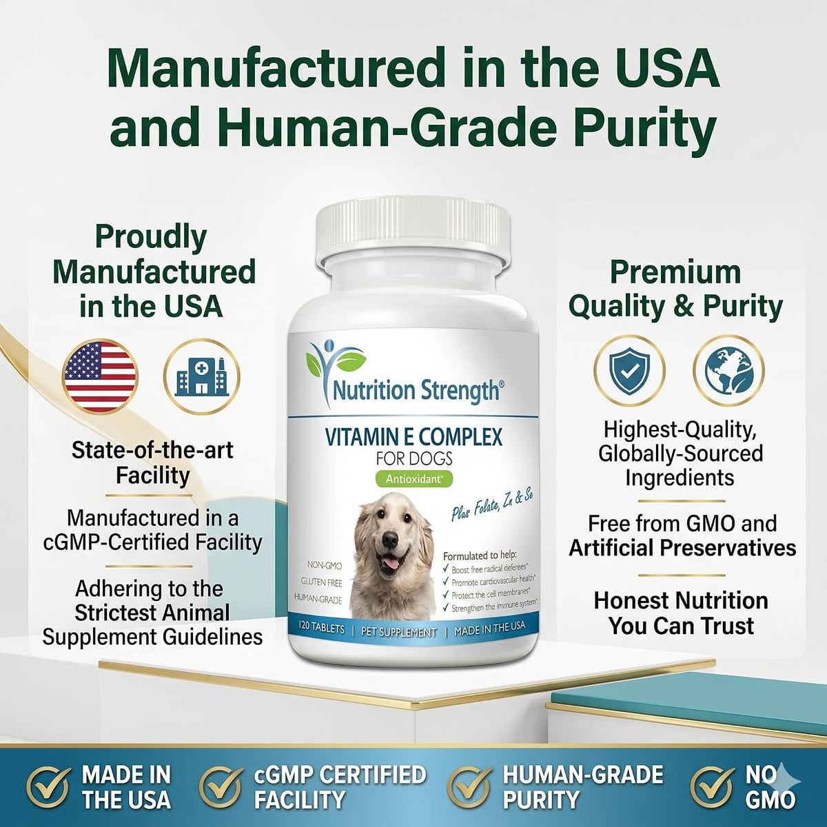 Nutrition Strength Vitamin E for Dogs - 120 Chewable Tablets - görsel 8