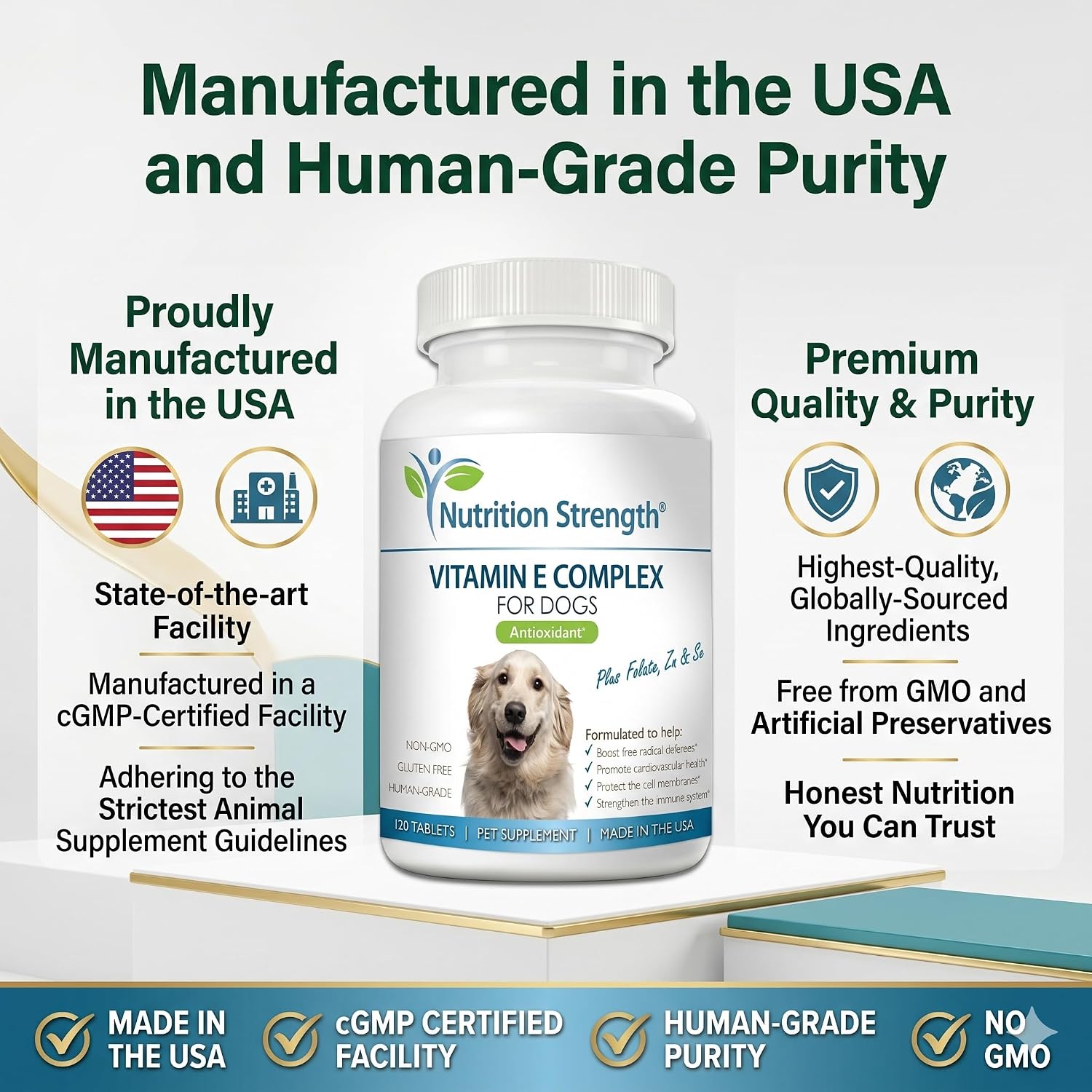 Nutrition Strength Vitamin E for Dogs - 120 Chewable Tablets - görsel 8