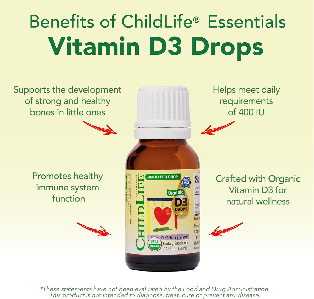 ChildLife Essentials Organic Vitamin D3 Drops – for Infants & Newborns, 400 IU per Serving, USDA Organic, Flavourless (approx. 6 ml) - görsel 6