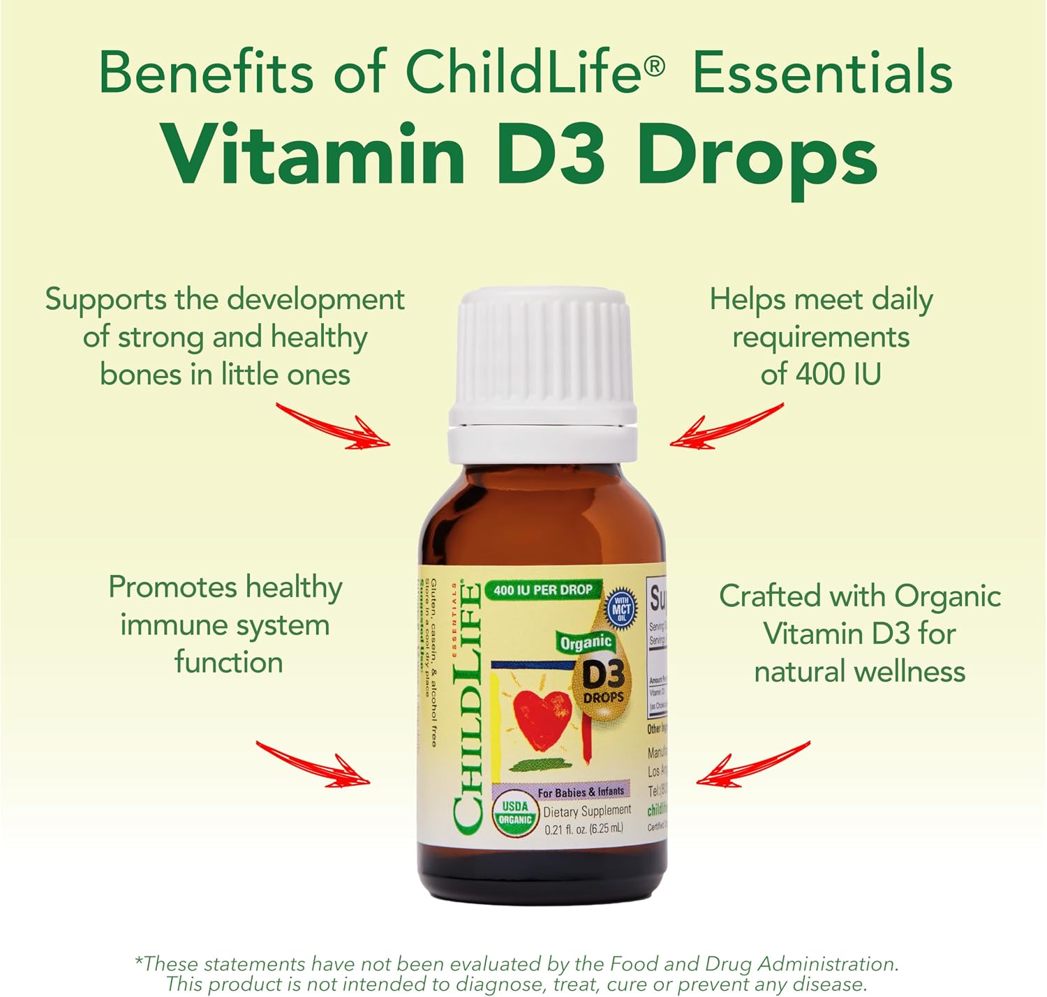 ChildLife Essentials Organic Vitamin D3 Drops – for Infants & Newborns, 400 IU per Serving, USDA Organic, Flavourless (approx. 6 ml) - görsel 6