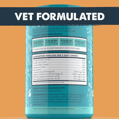 Mighty Paw Waggables Mighty Omega (Made in The USA, 120 Count) | Omega 3 Fish Oil Chew for Dogs. Salmon Flavour Skin and Coat Supplement. Soft Chew Fish Oil for Dogs - DHA & EPA, Bacon Flavour