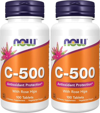 NOW Foods Vitamin C-500 with Rose Hips – 100 Tablets