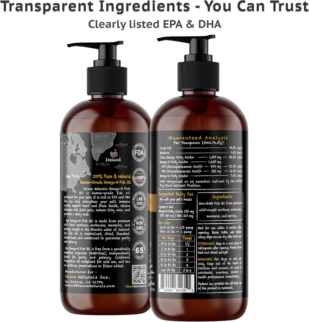 Deluxe Naturals Rich Omega-3 Fish Oil for Dogs & Cats - Wild-Caught EPA DHA Supplement, 473 ml - görsel 10