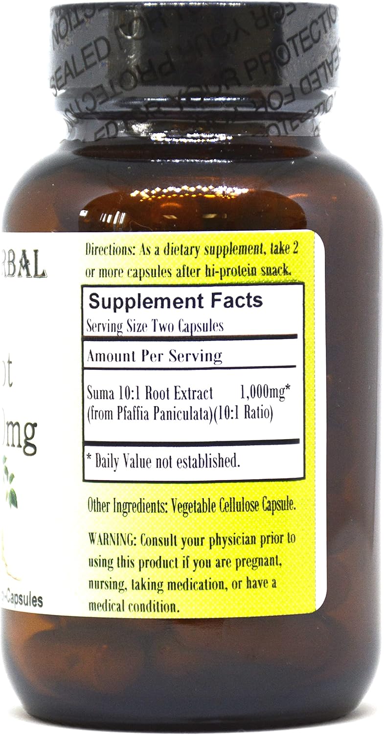 Barlowe's Herbal Elixirs Suma Root Extract Supplement | Pfaffia Paniculata | 10:1 Concentrated Extract | 500mg per Capsule | 60 Vegan Capsules - görsel 2