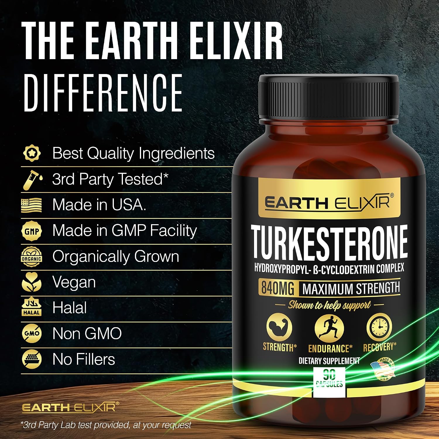 Turkesterone 840 mg – Natural Testosterone Support – 100% Pure Ajuga turkestanica Extract – Made in the USA & Third-Party Tested for Strength, Energy & Vitality - görsel 5