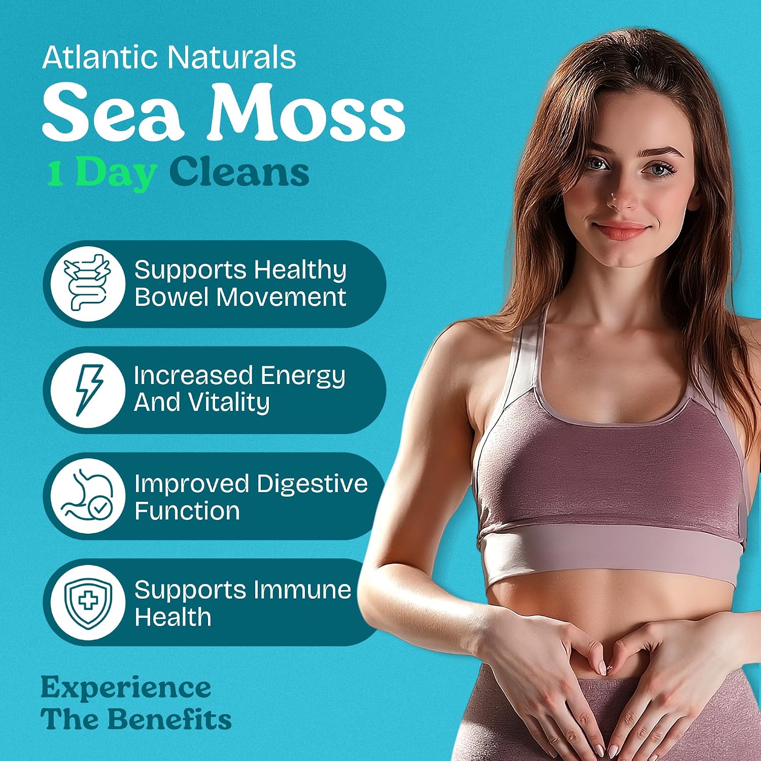 Atlantic Naturals 1 Day Colon Cleanse Detox Drink – Sea Moss Supplement, Gut Health, Lemon Flavour, 237 ml - görsel 2