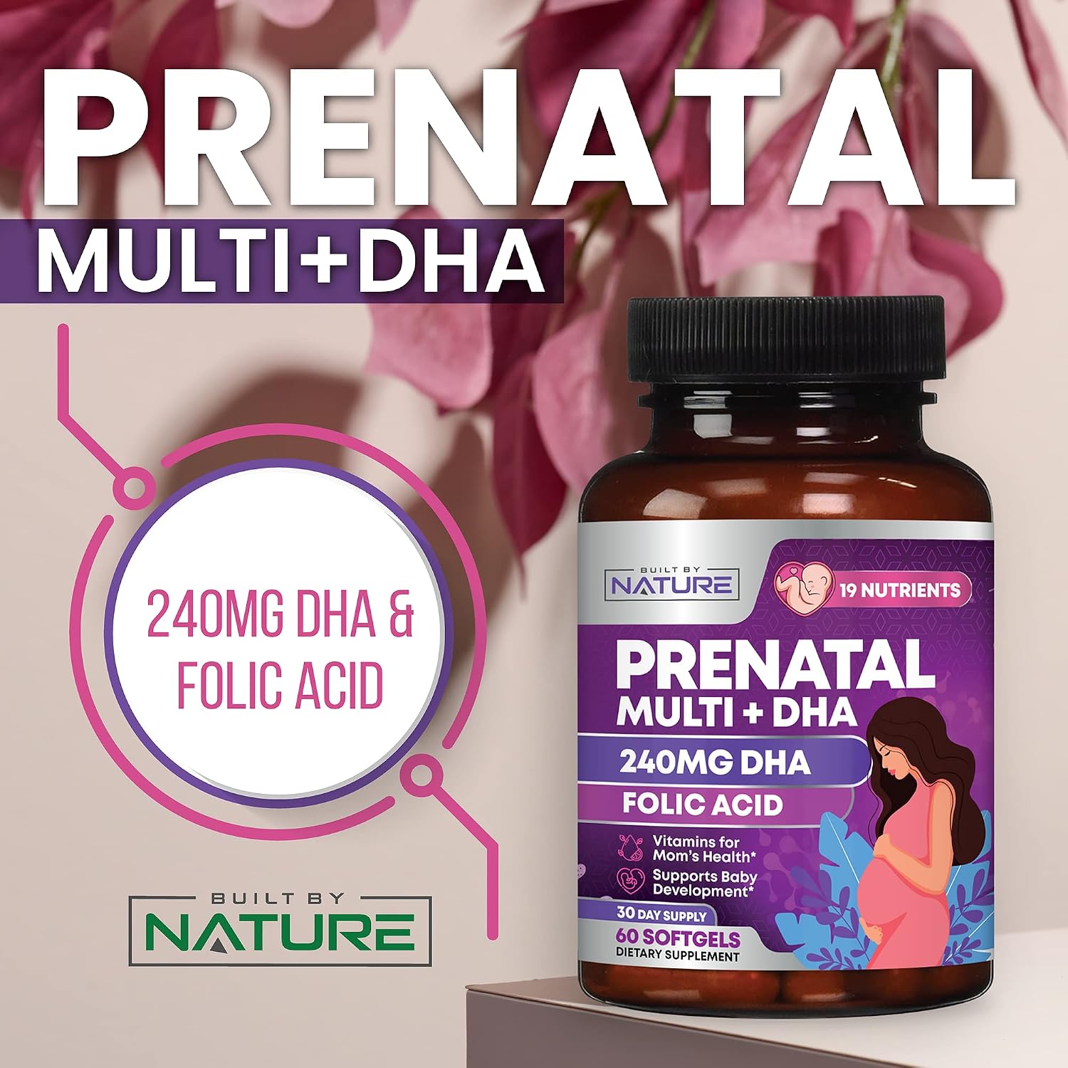 Built by Nature Prenatal Vitamins for Women, 60 Softgels - görsel 2