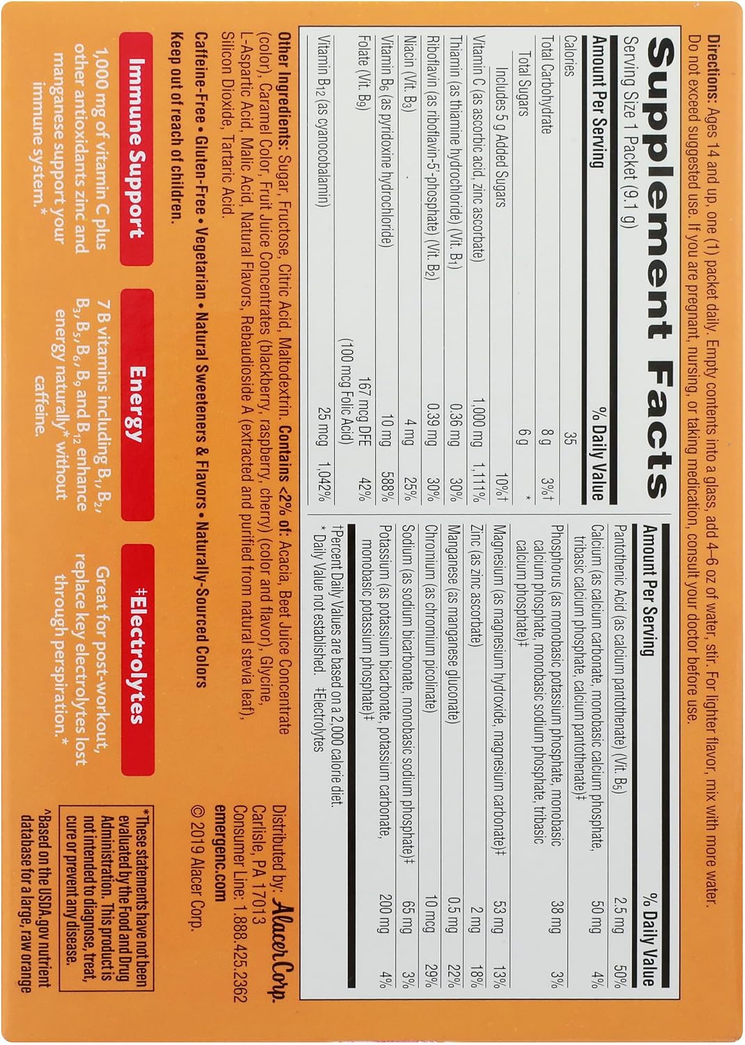 Alacer Raspberry Emergen C Box 30 Pack, 0.32 OZ - görsel 6