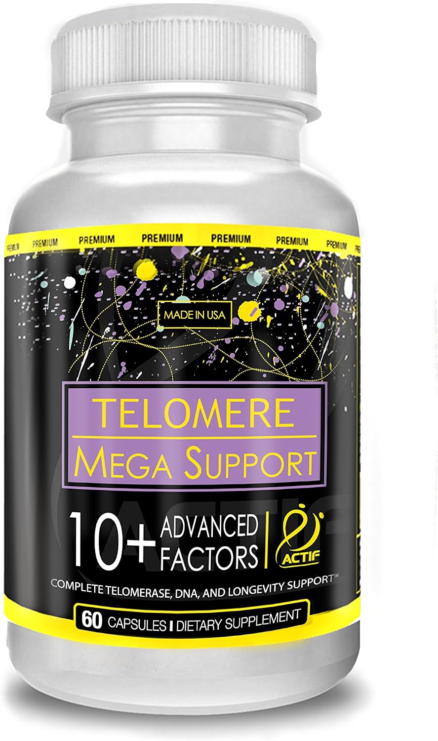 ACTIF Telomere Mega Support - Telomerase and DNA Supplement with 10+ Advanced Factors, Non-GM, 60 Capsules - görsel 2