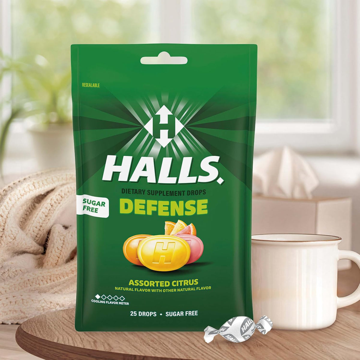 HALLS Defence Vitamin C Drops, Assorted Citrus, Sugar Free - 300 ct - görsel 6