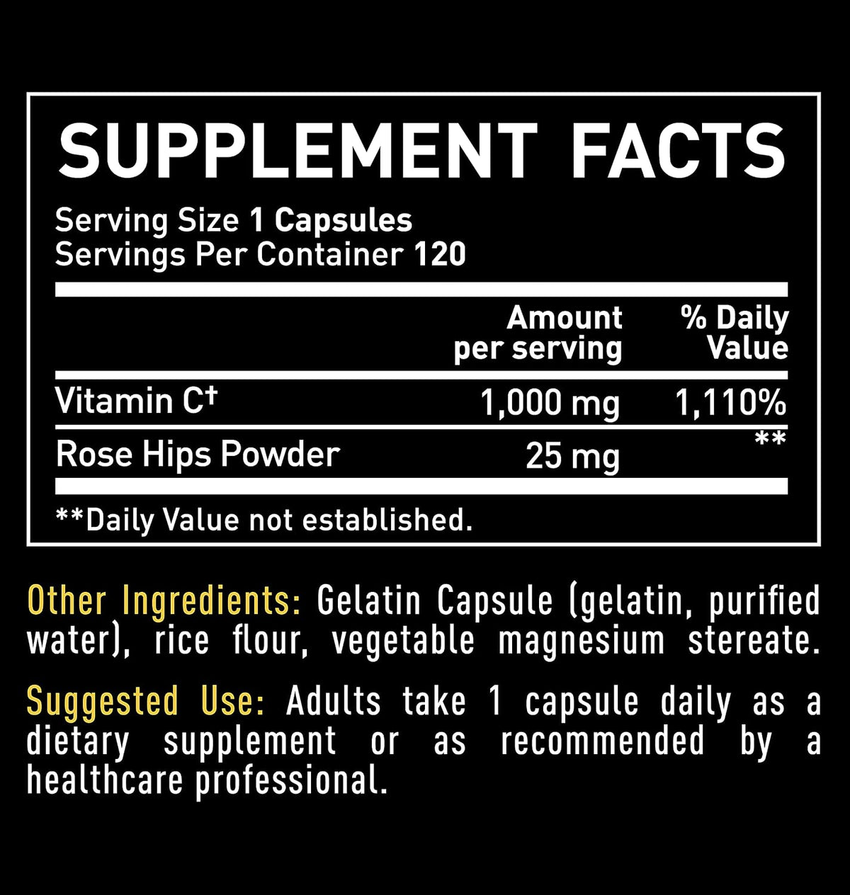 Vitamin C with Rose Hips 1000mg – Pure Ascorbic Acid Capsules for Immune Support - görsel 5