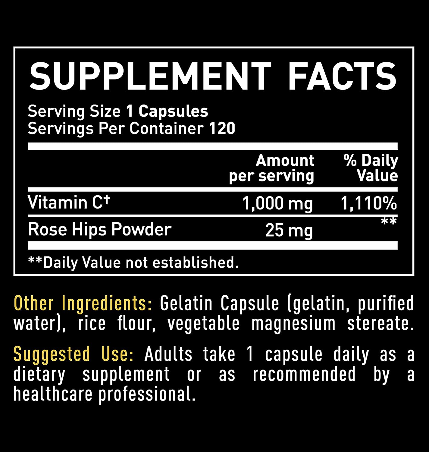 Vitamin C with Rose Hips 1000mg – Pure Ascorbic Acid Capsules for Immune Support - görsel 5