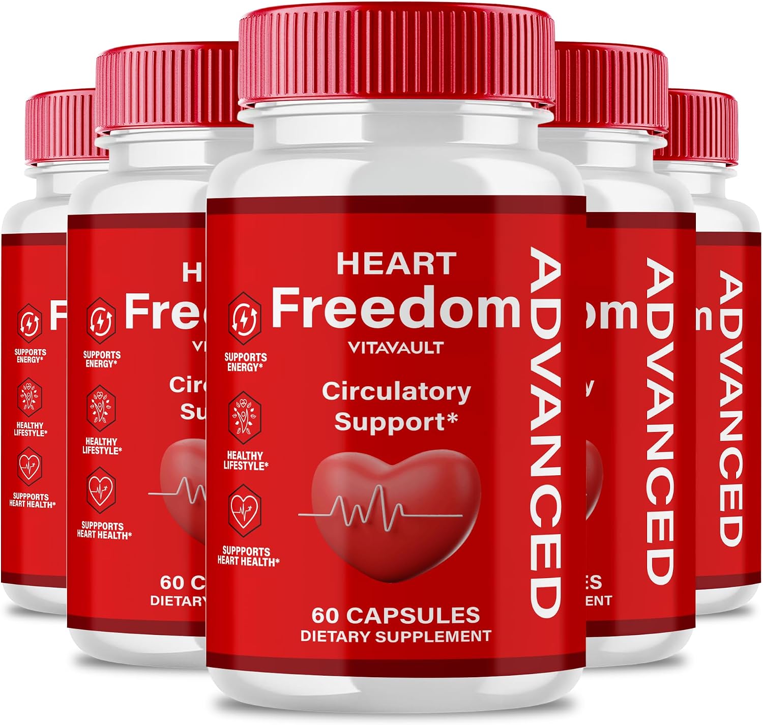 Heart Freedom Capsules, Official HeartFreedom Pills – Energy and Health Maximum Strength, Heart Freedom Circulation Support Capsules, All-Natural Glyco Optimiser, Premium Formula (5 Pack) - görsel 1