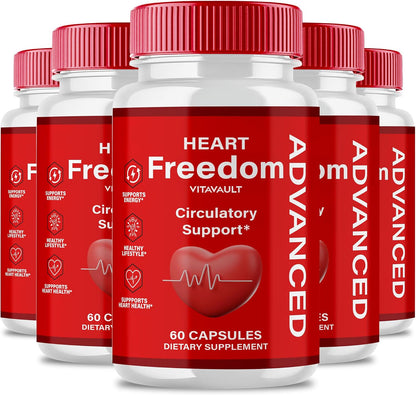 Heart Freedom Capsules, Official HeartFreedom Pills – Energy and Health Maximum Strength, Heart Freedom Circulation Support Capsules, All-Natural Glyco Optimiser, Premium Formula (5 Pack)