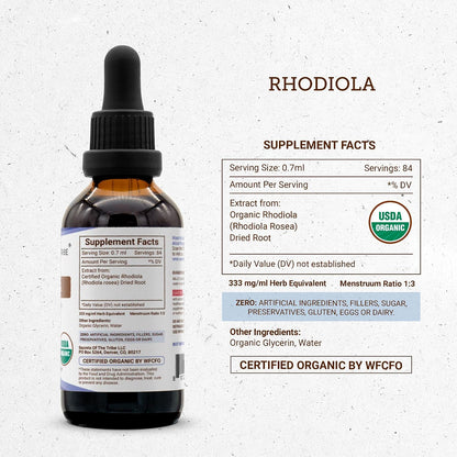 Secrets of the Tribe Rhodiola USDA Organic | Alcohol-Free Extract, High-Potency Herbal Drops | Made from 100% Certified Organic Rhodiola (Rhodiola Rosea) Dried Root 60 ml