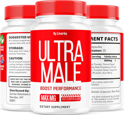 UltraMalePills, UltraMaleCapsules Advanced Formula, 60 Capsules for 1 Month