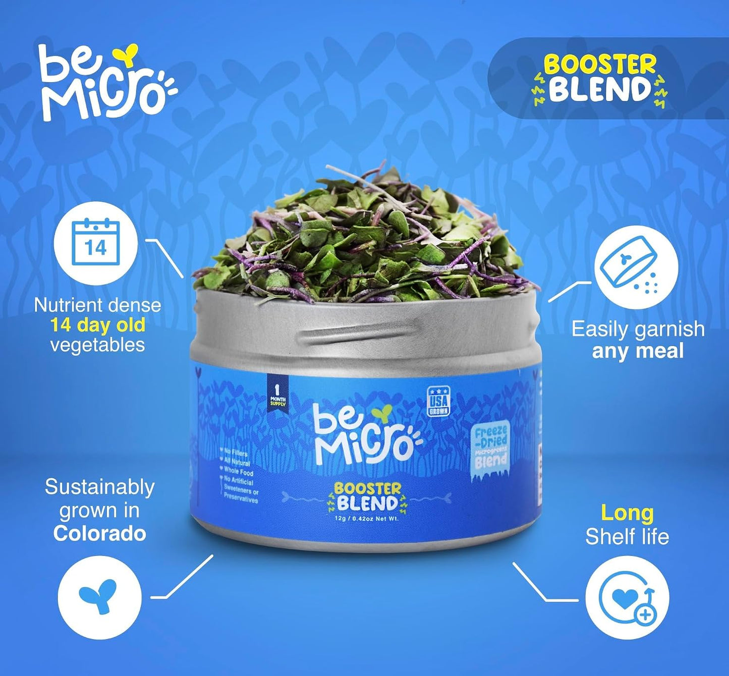 BeMicro Whole Food Microgreens - USA Grown, Small Batch, Nrf2 Activation - Broccoli, Cabbage & Radish Blend (5g) - görsel 3