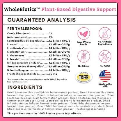 WholeBiotics Daily Dog Probiotics – Digestive Health & Immune Support (28g, 28 Scoops)