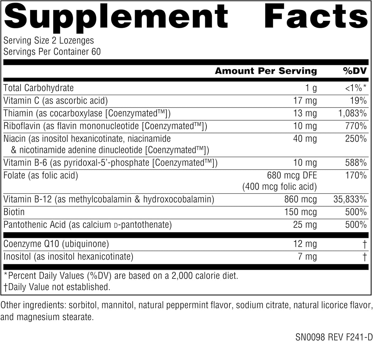 Source Naturals Coenzymate B Complex - Peppermint Flavour - 120 Lozenges - görsel 2