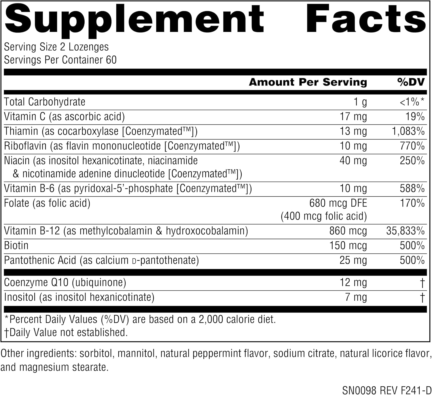 Source Naturals Coenzymate B Complex - Peppermint Flavour - 120 Lozenges - görsel 2