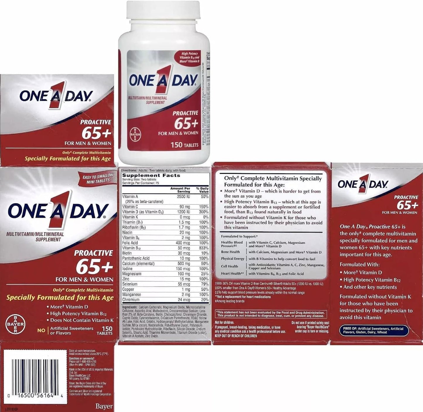 One A Day Proactive 65+ Multivitamins, 150 Count (3 Pack) - görsel 5