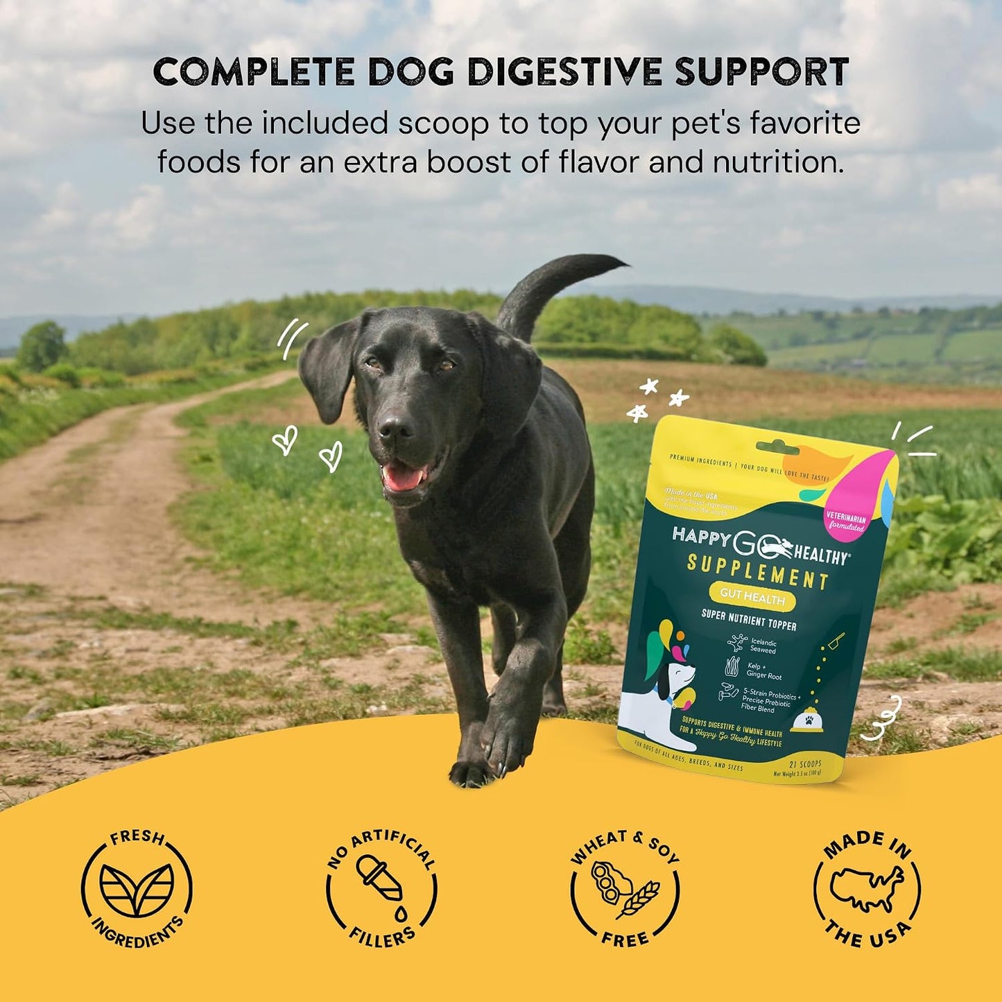 Happy Go Healthy Dog Gut Health Probiotics Supplement – Digestive Health and Immune Support for Dogs and Puppies – All Natural Kibble Topper – 21 Count - görsel 4