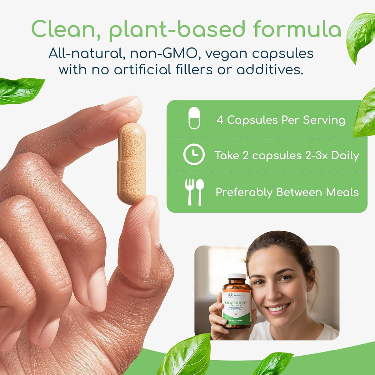 Glutathione Symmetry - S-Acetyl Glutathione Supplement - Antioxidants & Detoxification - Natural Cellular Support - All-Natural, Vegan, Non-GM, 120 Capsules - görsel 7