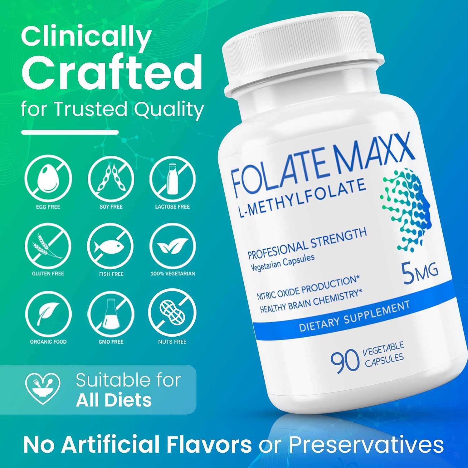 FolateMaxx L-Methylfolate 5mg, 90 Capsules – Active 5-MTHF Supplement for Energy, Psychological Function & Focus - görsel 5