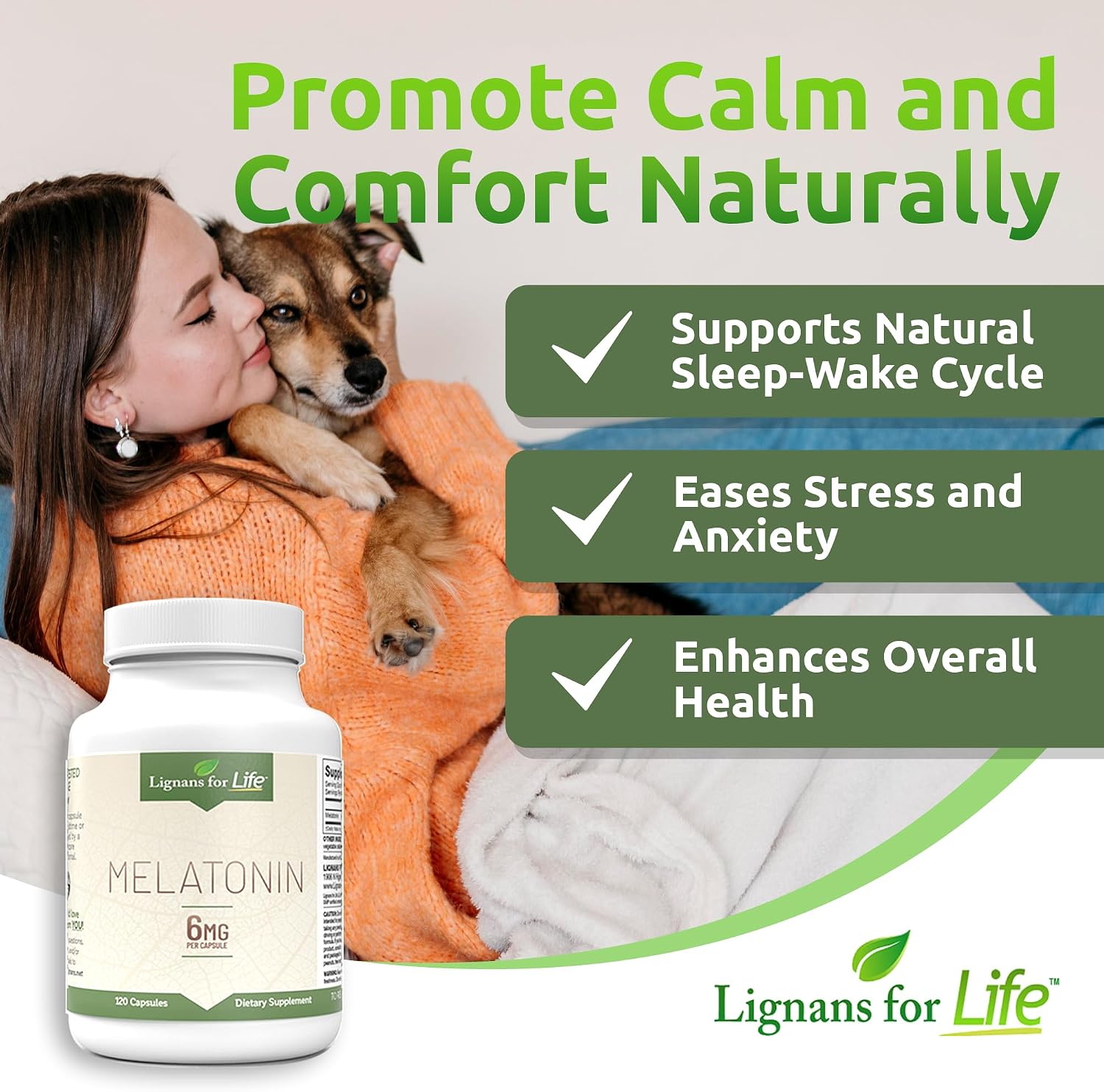 Melatonin for Dogs and People, 6mg - 120 Capsules - Capsules - Pet Supplement - Sleep Aid - görsel 2