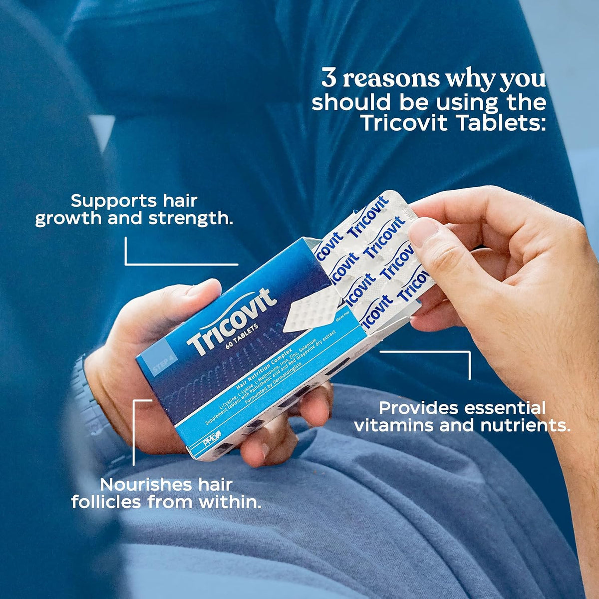 Tricovit Hair & Nail Supplement: Amino Acids, Minerals & Antioxidants - 60 Tablets - görsel 3