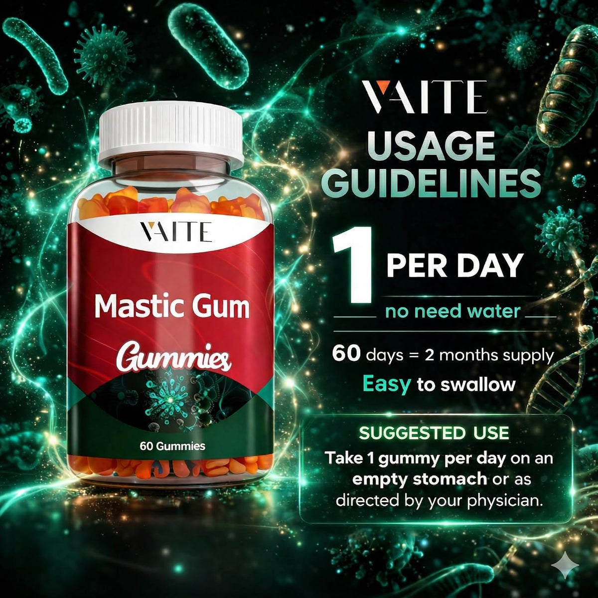 Mastic Gum Gummies 1000mg – Digestive Support Supplement, Vegan & Gluten-free - görsel 4