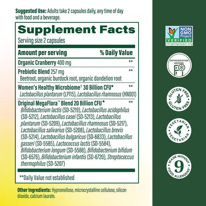 MegaFood MegaFlora Probiotics and Prebiotics for Women - 60 Capsules
