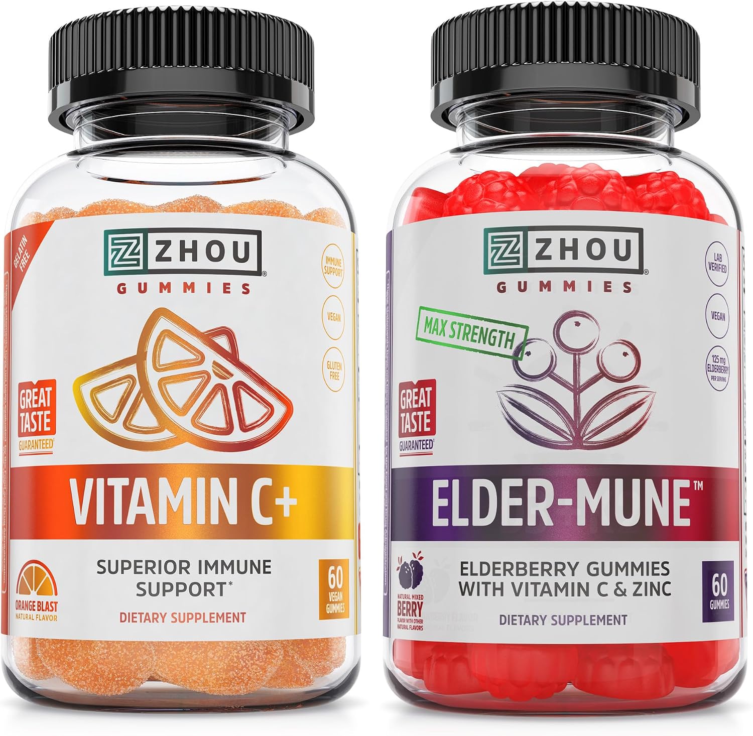 Zhou Vitamin C+ Gummies - 270 mg with Bioflavonoids, Rosehips & Acerola for Immune Support - 60 Vegan Gummies - görsel 8