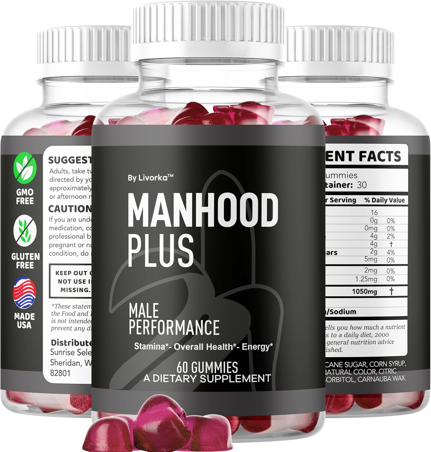 Manhood Plus Gummies for Men - 1050mg Gummy (60 Gummies) - görsel 8