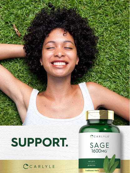 Carlyle Sage Supplement - High Strength Leaf Extract, 180 Capsules