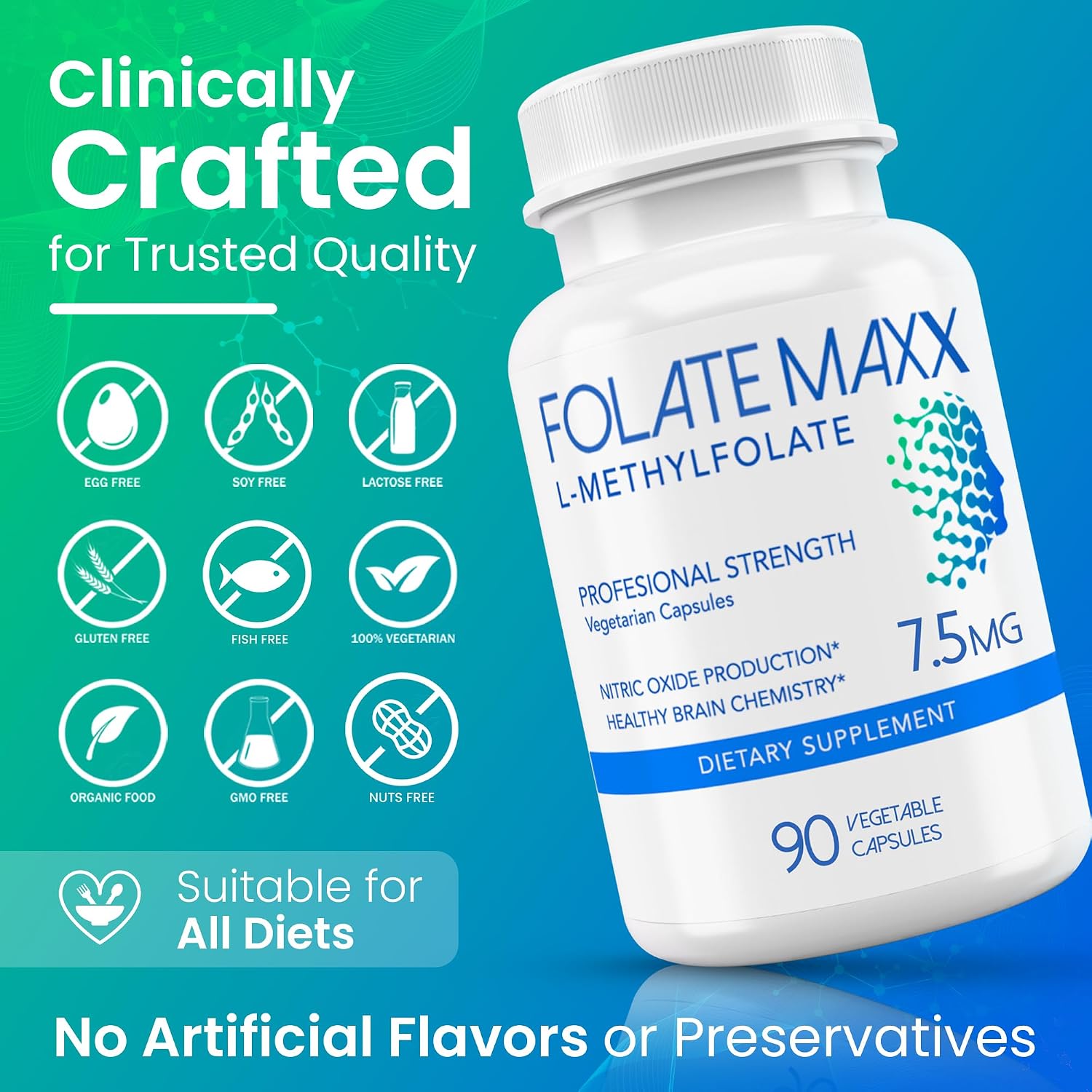 L Methylfolate 7.5mg, 90 Capsules – Doctor Formulated Methyl Folate Supplement - görsel 5