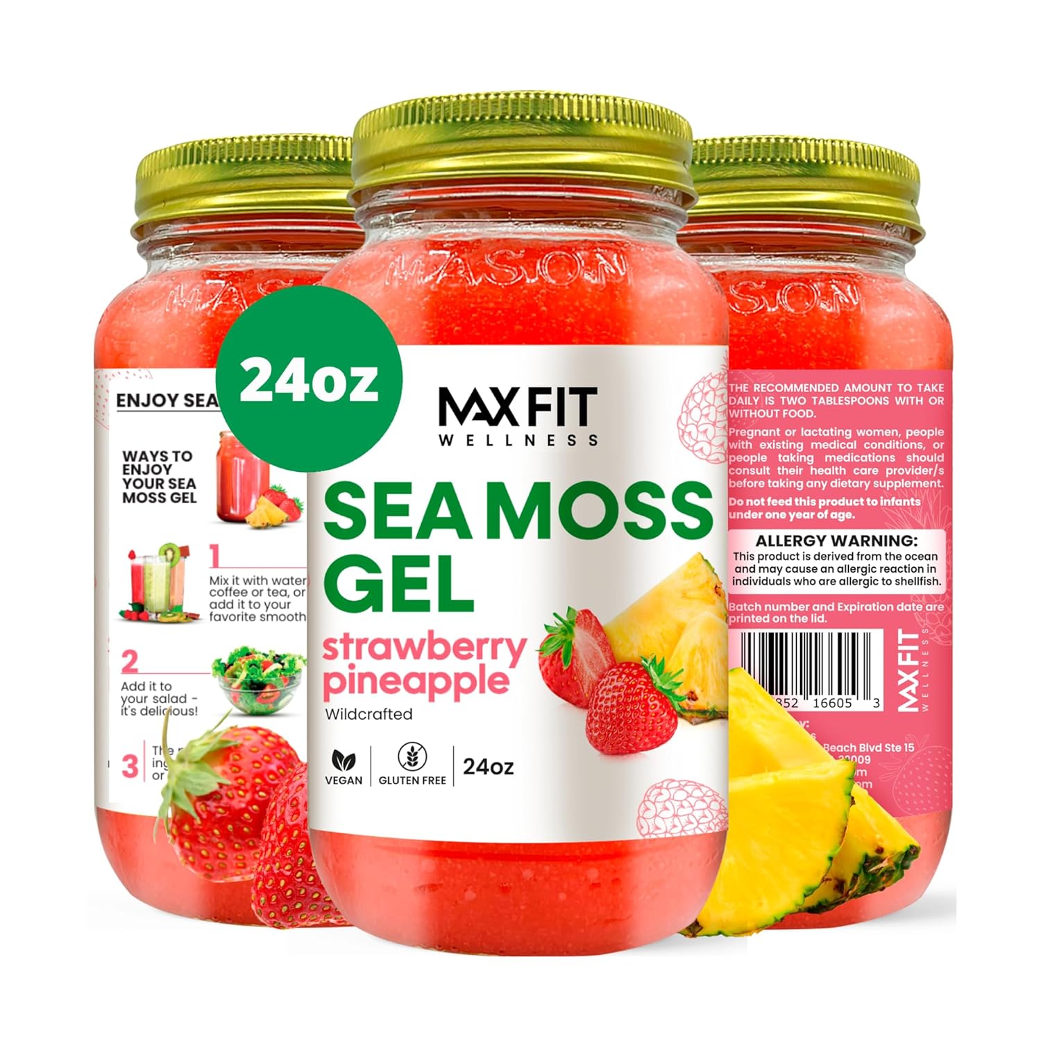 MAX FIT Sea Moss Gel Turmeric Ginger Lemon (25 Flavours) 680g Wildcrafted Gold Sea Moss Gel from Saint Lucia | 92 Vitamins and Minerals | Pure Raw+Non-GM - görsel 7
