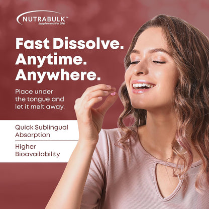 NutraBulk Vitamin B12 2500 mcg Quick Dissolve Lozenges - Cherry Flavoured B-12 Sublingual - B12 Vitamins Supplement (as Cyanocobalamin) for Energy Support & Red Blood Cell Formation - Made in USA (250 Count)