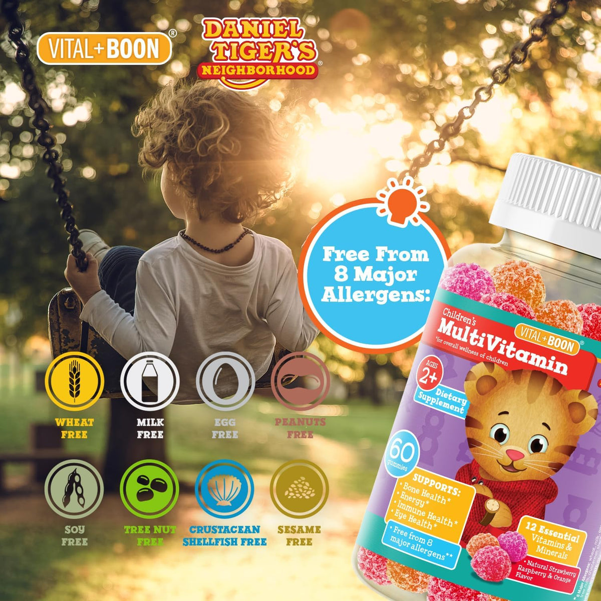 Daniel Tiger Children's Multivitamin Gummies - 12 Essential Vitamins & Minerals for Toddlers & Kids 2+ - Natural Flavours - 60 Gummies - görsel 3