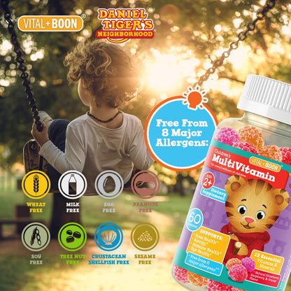 Daniel Tiger Children's Multivitamin Gummies - 12 Essential Vitamins & Minerals for Toddlers & Kids 2+ - Natural Flavours - 60 Gummies