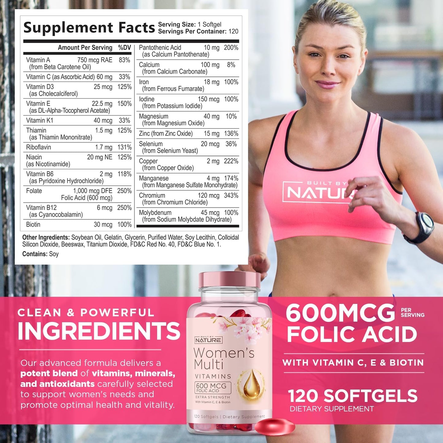 Built by Nature Women's Complete Daily Multivitamin, 120 Softgels - görsel 2