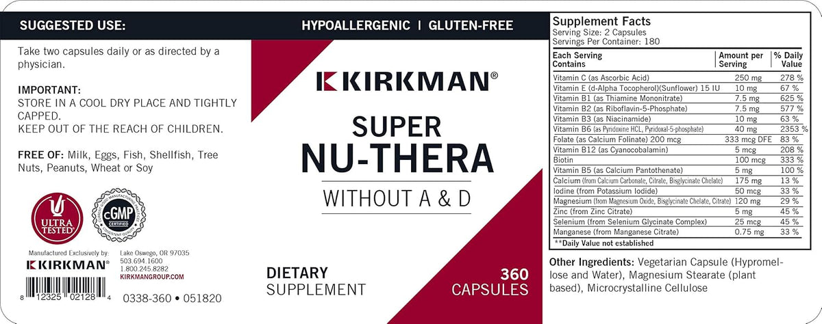 Kirkman Super Nu-Thera Without A&D, 360 Caplets - görsel 3