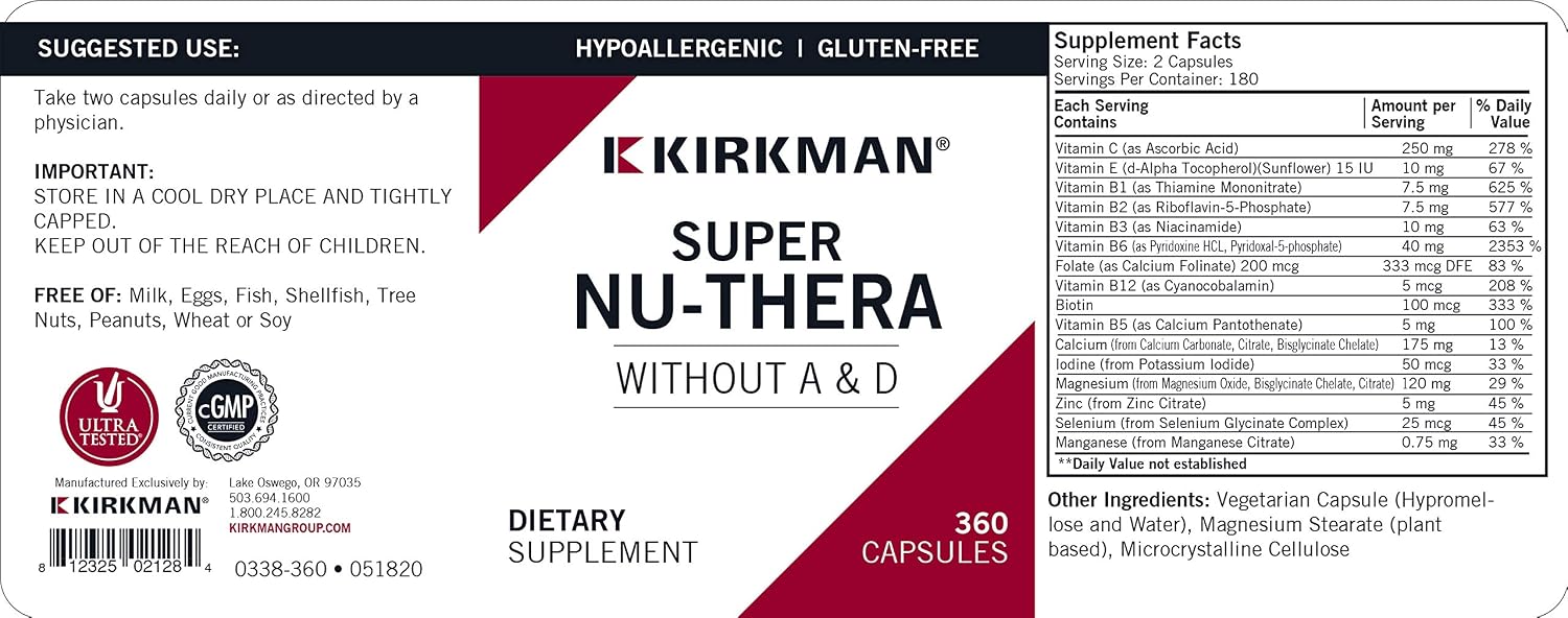 Kirkman Super Nu-Thera Without A&D, 360 Caplets - görsel 3